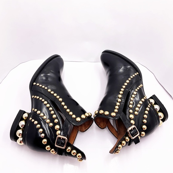 {Jeffery Campbell} Rylance Gold Studded Patent Leather Booties - Picture 12 of 16